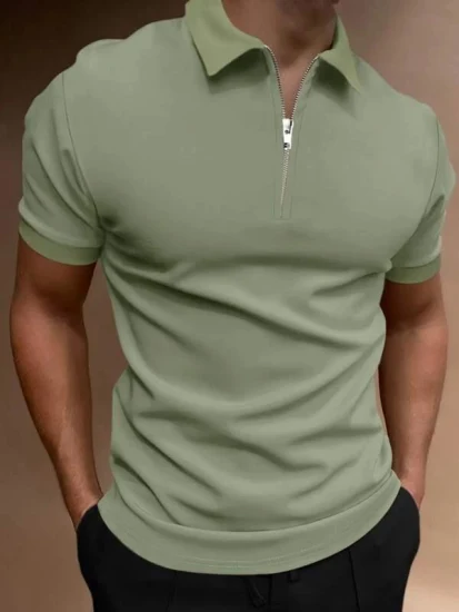 Оптовая продажа на заказ вышивка логотипа молния воротник поло мужская рубашка быстросохнущие рубашки поло